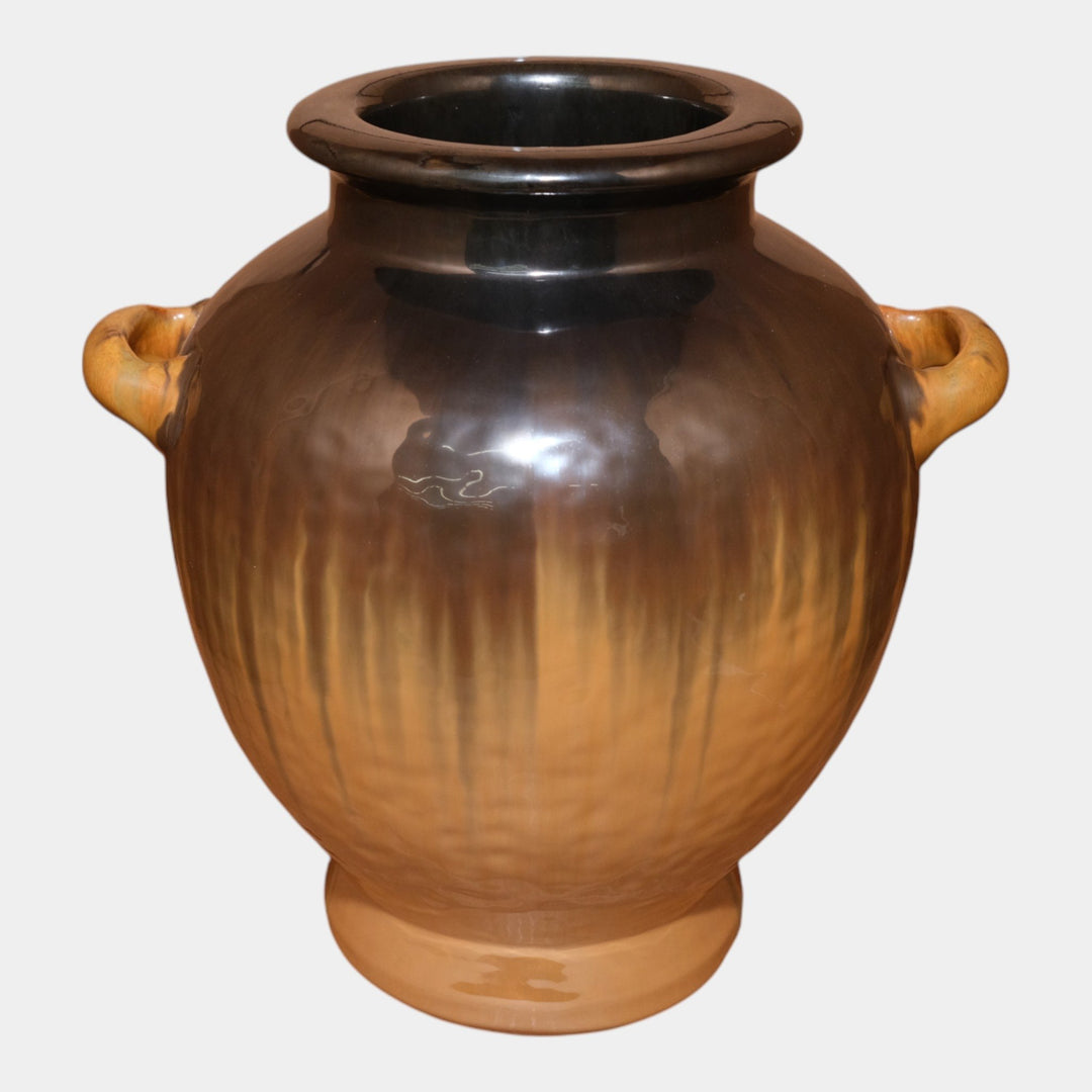 Fulper 1917-1934 Arts And Crafts Pottery Gun Metal Drip Glaze Handled Vase 490 - Just Art Pottery