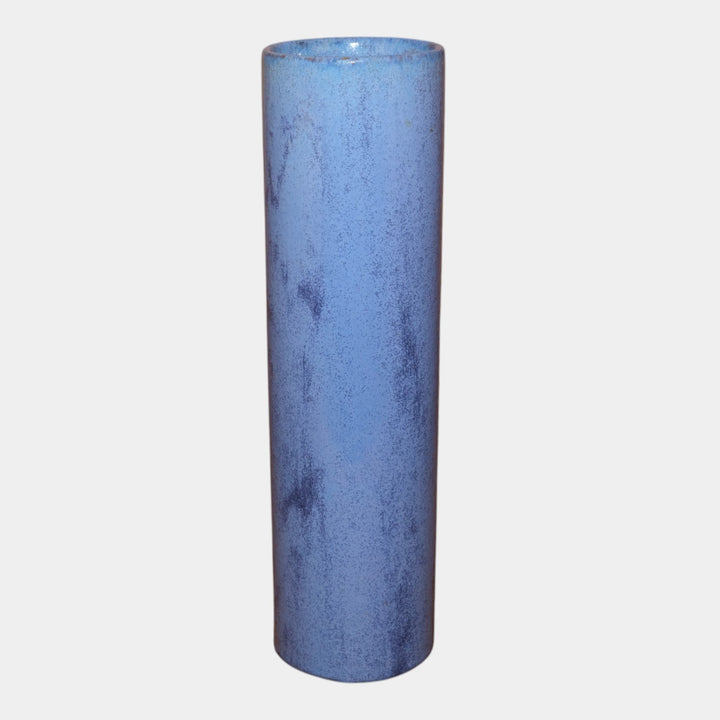 Fulper 1917-1934 Arts And Crafts Pottery Blue Crystalline Tall Cylindrical Vase