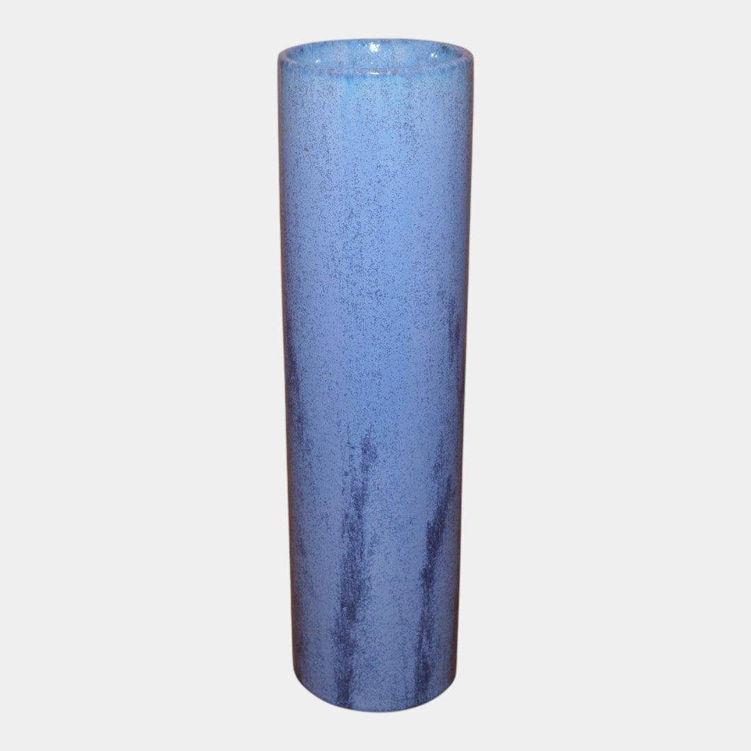 Fulper 1917-1934 Arts And Crafts Pottery Blue Crystalline Tall Cylindrical Vase