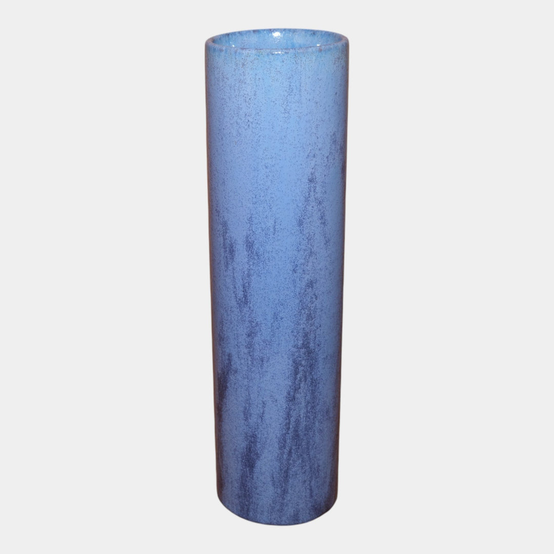 Fulper 1917-1934 Arts And Crafts Pottery Blue Crystalline Tall Cylindrical Vase