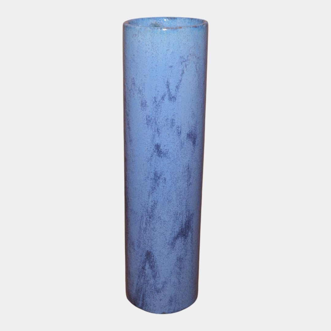 Fulper 1917-1934 Arts And Crafts Pottery Blue Crystalline Tall Cylindrical Vase