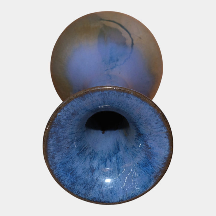 Fulper 1917-1927 Arts And Crafts Pottery Blue Green Flambe Banded Neck Vase 495 - Just Art Pottery