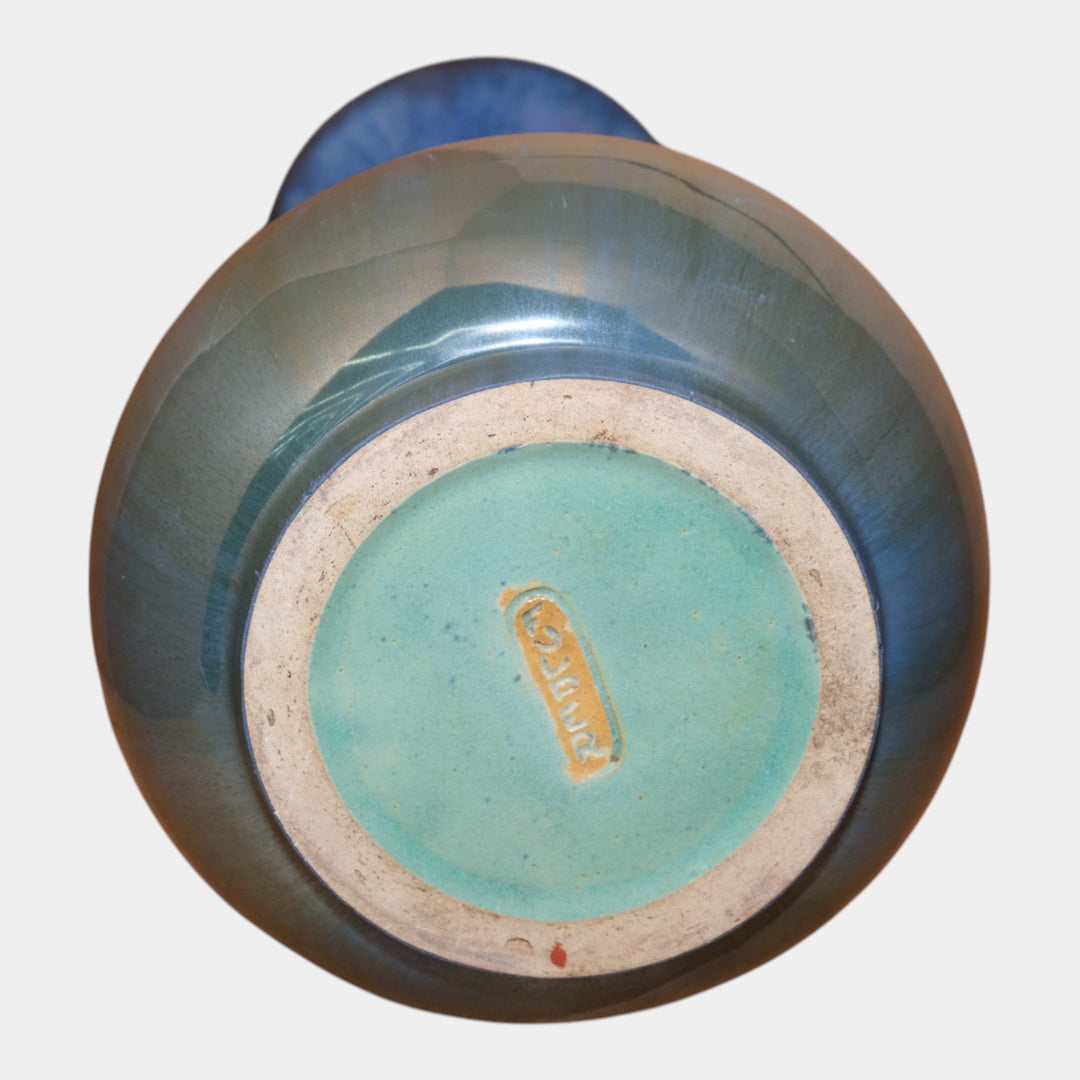 Fulper 1917-1927 Arts And Crafts Pottery Blue Green Flambe Banded Neck Vase 495 - Just Art Pottery