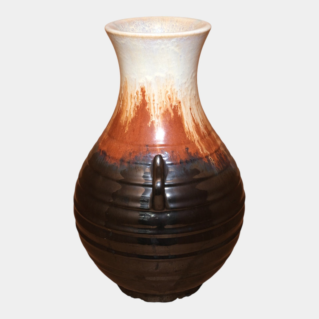 Fulper 1909-1917 Arts And Crafts Pottery Brown Black Flambe Handled Vase 610 - Just Art Pottery