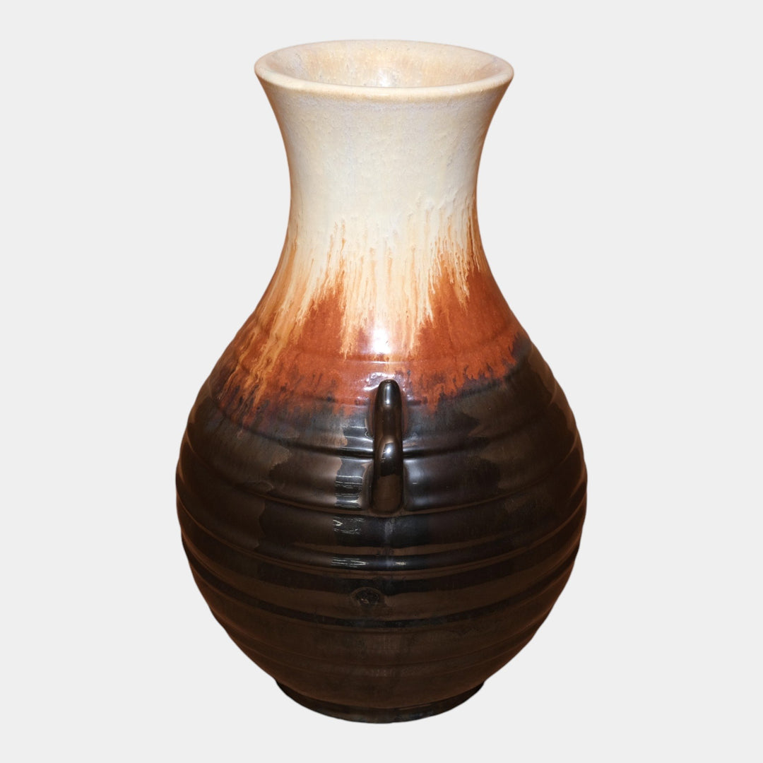 Fulper 1909-1917 Arts And Crafts Pottery Brown Black Flambe Handled Vase 610 - Just Art Pottery