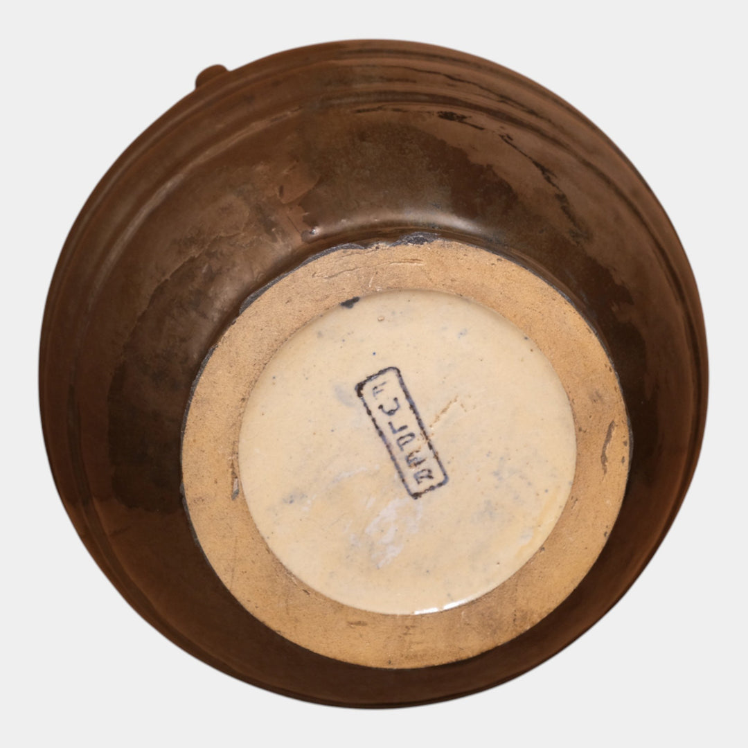 Fulper 1909-1917 Arts And Crafts Pottery Brown Black Flambe Handled Vase 610 - Just Art Pottery