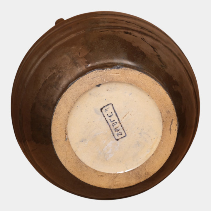 Fulper 1909-1917 Arts And Crafts Pottery Brown Black Flambe Handled Vase 610 - Just Art Pottery