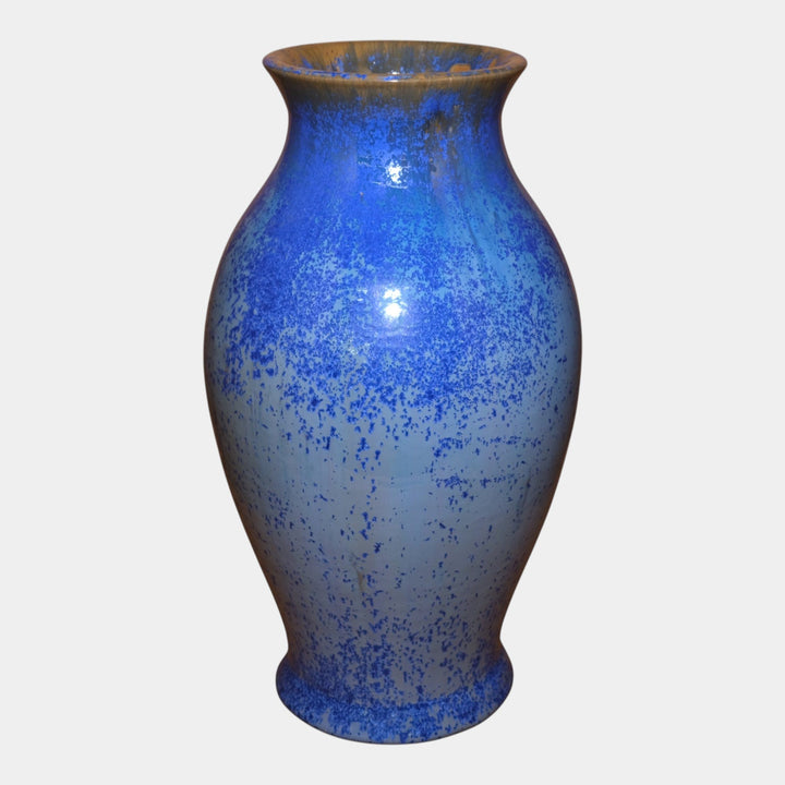 Fulper 1917-1927 Arts And Crafts Pottery Blue Crystalline Glaze Floor Vase 589 - Just Art Pottery