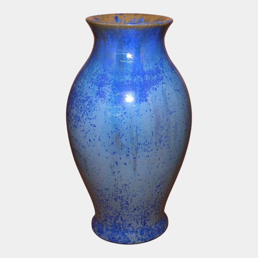 Fulper 1917-1927 Arts And Crafts Pottery Blue Crystalline Glaze Floor Vase 589 - Just Art Pottery