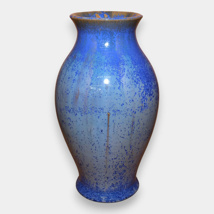 Fulper 1917-1927 Arts And Crafts Pottery Blue Crystalline Glaze Floor Vase 589 - Just Art Pottery