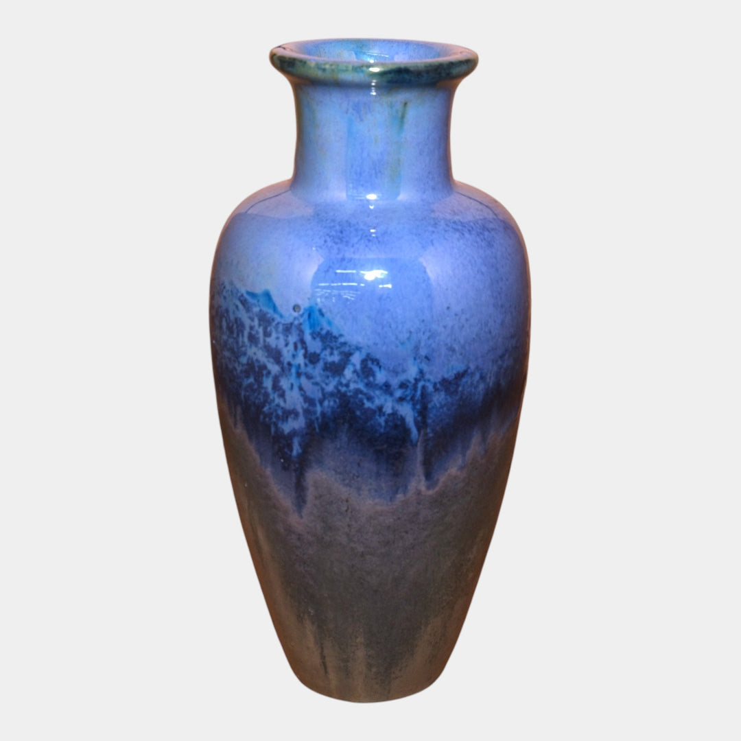 Fulper 1917-1927 Arts And Crafts Pottery Deep Blue Brown Flambe Floor Vase 600 - Just Art Pottery