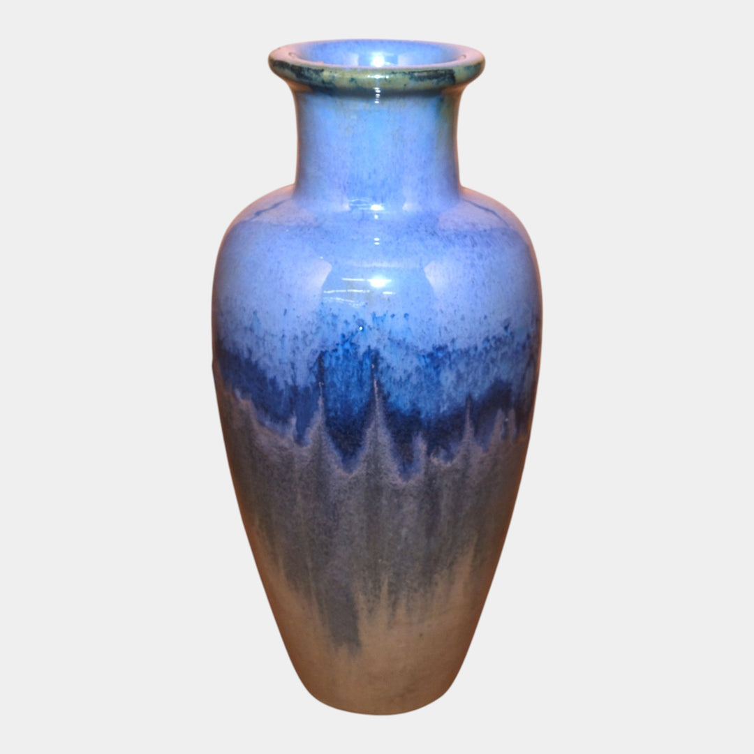 Fulper 1917-1927 Arts And Crafts Pottery Deep Blue Brown Flambe Floor Vase 600 - Just Art Pottery