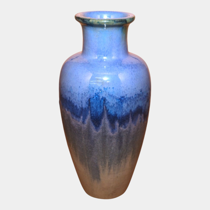 Fulper 1917-1927 Arts And Crafts Pottery Deep Blue Brown Flambe Floor Vase 600 - Just Art Pottery