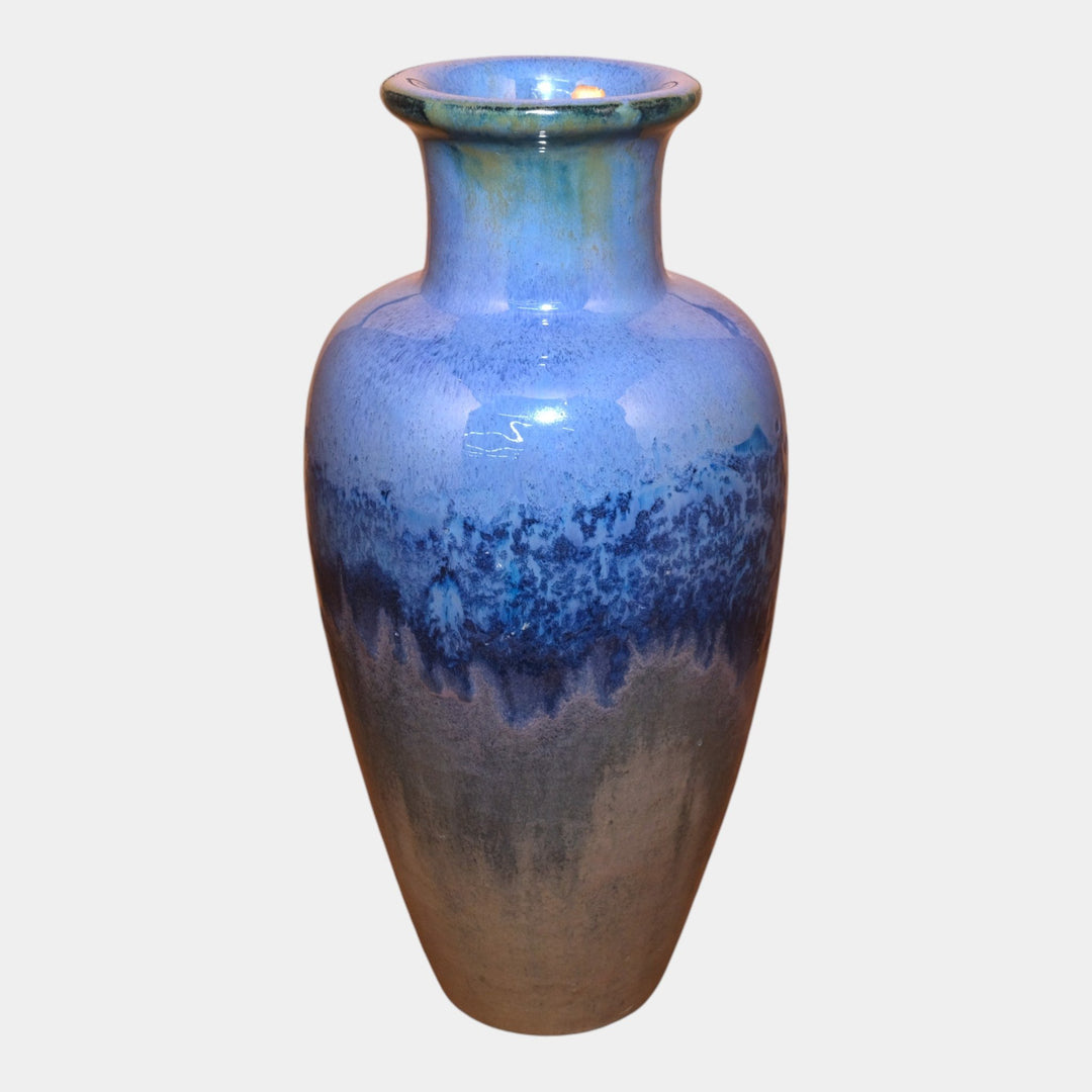 Fulper 1917-1927 Arts And Crafts Pottery Deep Blue Brown Flambe Floor Vase 600 - Just Art Pottery