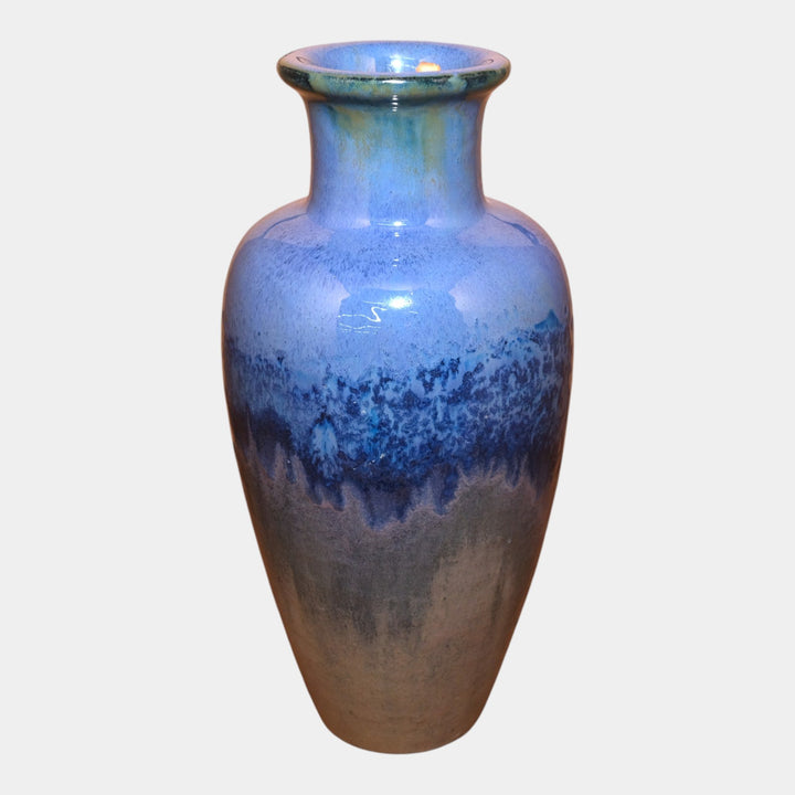 Fulper 1917-1927 Arts And Crafts Pottery Deep Blue Brown Flambe Floor Vase 600 - Just Art Pottery