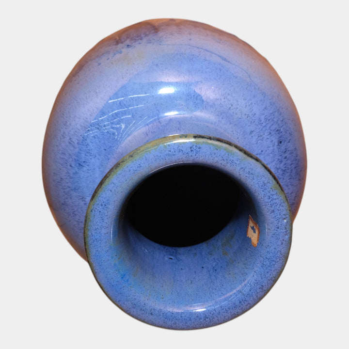 Fulper 1917-1927 Arts And Crafts Pottery Deep Blue Brown Flambe Floor Vase 600 - Just Art Pottery