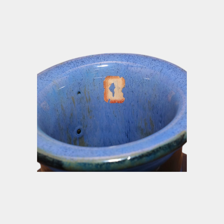 Fulper 1917-1927 Arts And Crafts Pottery Deep Blue Brown Flambe Floor Vase 600 - Just Art Pottery