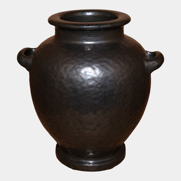 Fulper 1917-1927 Art Pottery Gun Metal Mirror Black Double Handled Vase 490 - Just Art Pottery
