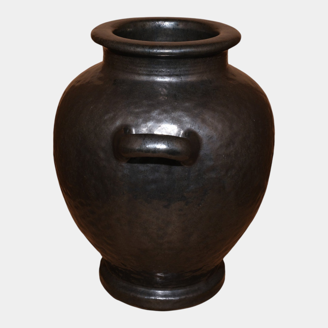 Fulper 1917-1927 Art Pottery Gun Metal Mirror Black Double Handled Vase 490 - Just Art Pottery