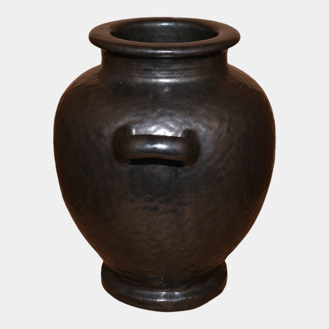 Fulper 1917-1927 Art Pottery Gun Metal Mirror Black Double Handled Vase 490 - Just Art Pottery