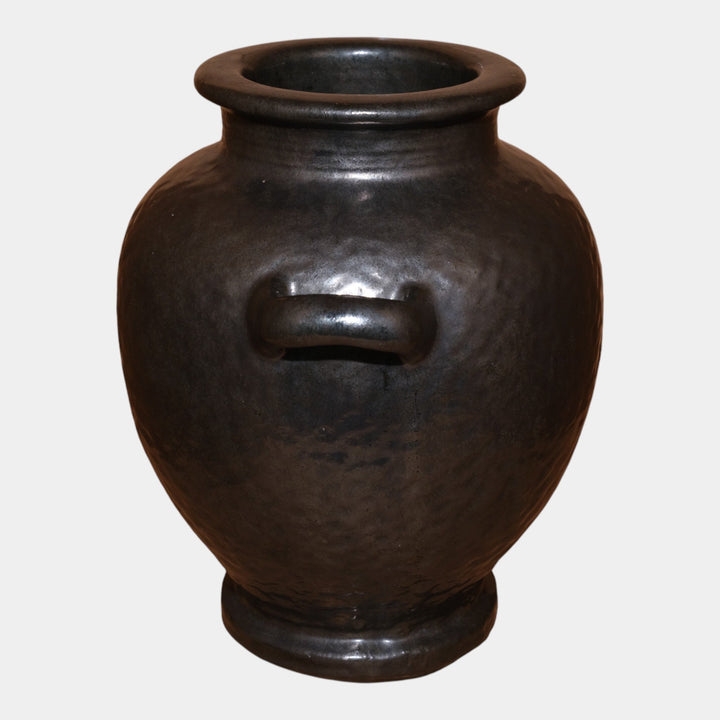Fulper 1917-1927 Art Pottery Gun Metal Mirror Black Double Handled Vase 490 - Just Art Pottery