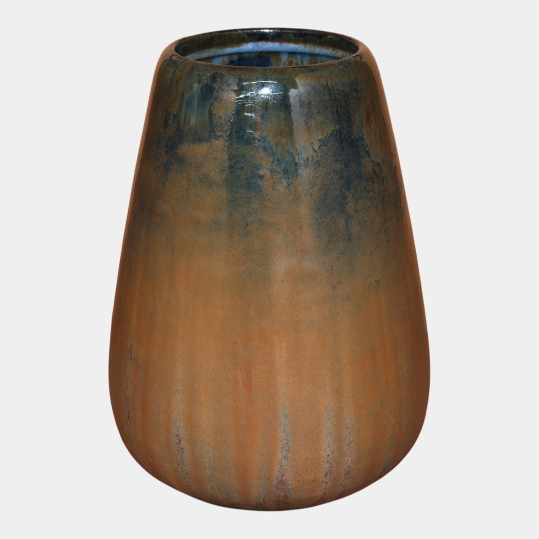 Fulper 1917-1927 Arts And Crafts Pottery Mottled Brown Green Ovoid Vase 425 - Just Art Pottery