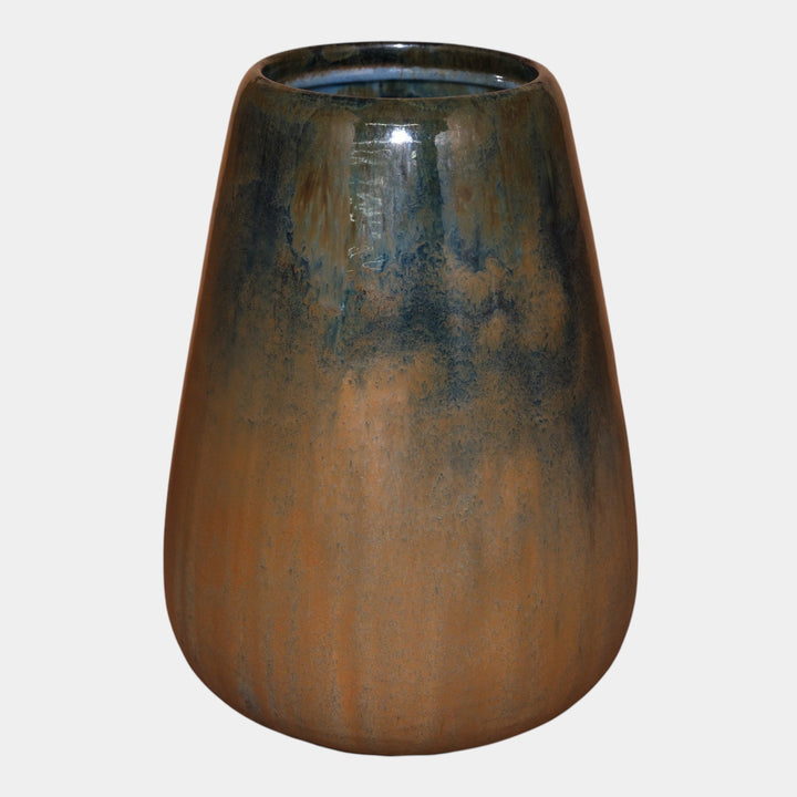 Fulper 1917-1927 Arts And Crafts Pottery Mottled Brown Green Ovoid Vase 425 - Just Art Pottery