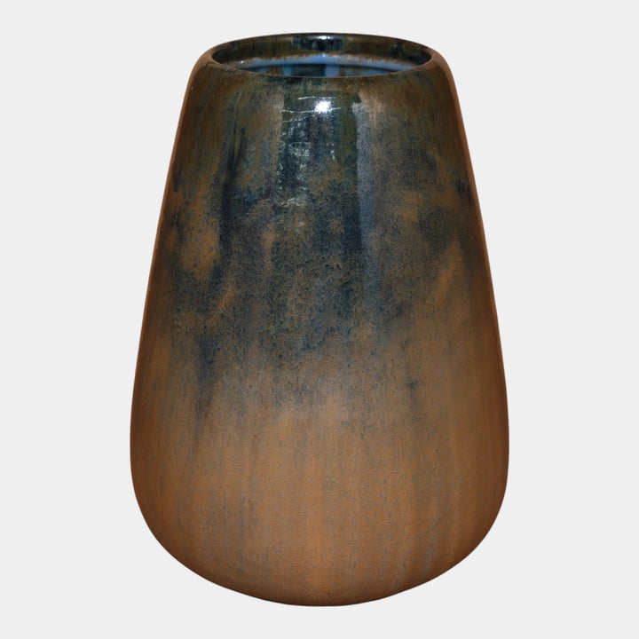 Fulper 1917-1927 Arts And Crafts Pottery Mottled Brown Green Ovoid Vase 425 - Just Art Pottery