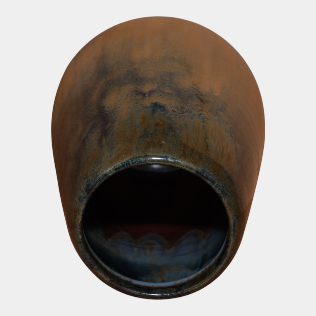 Fulper 1917-1927 Arts And Crafts Pottery Mottled Brown Green Ovoid Vase 425 - Just Art Pottery