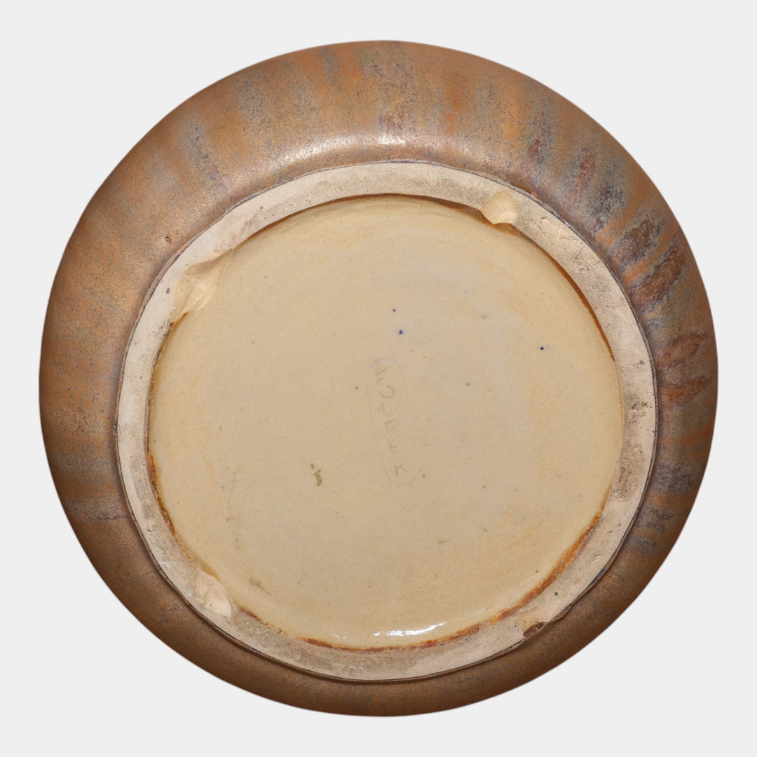 Fulper 1917-1927 Arts And Crafts Pottery Mottled Brown Green Ovoid Vase 425 - Just Art Pottery