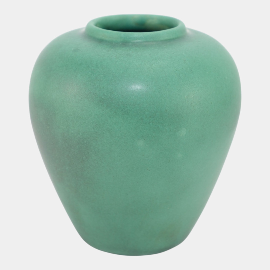 Teco Vintage Arts And Crafts Pottery Matte Green Ceramic Ovoid Vase 202 - Just Art Pottery