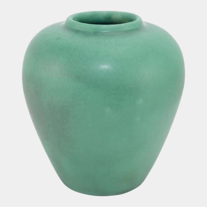 Teco Vintage Arts And Crafts Pottery Matte Green Ceramic Ovoid Vase 202 - Just Art Pottery