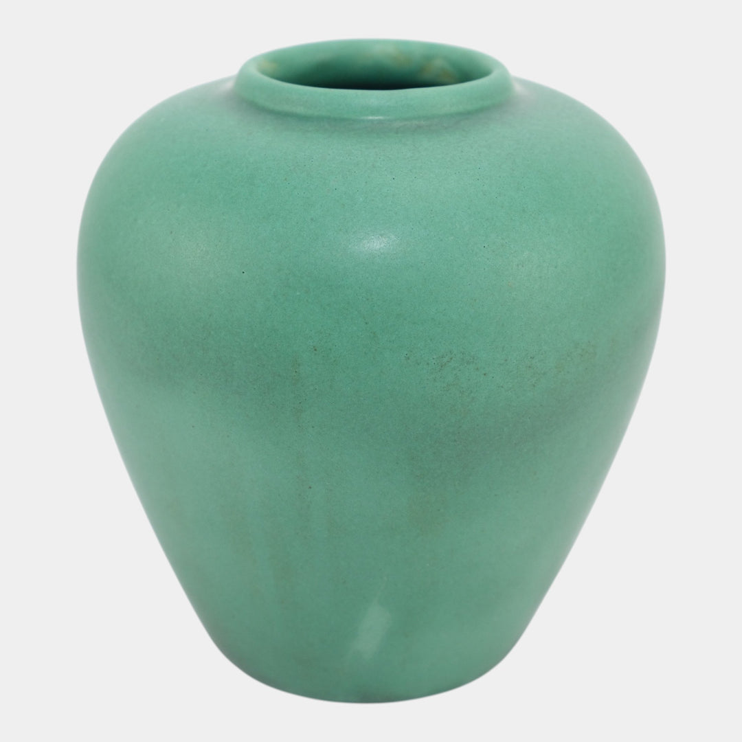 Teco Vintage Arts And Crafts Pottery Matte Green Ceramic Ovoid Vase 202 - Just Art Pottery