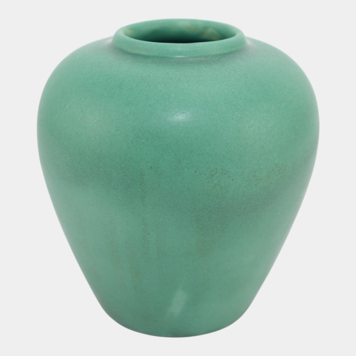 Teco Vintage Arts And Crafts Pottery Matte Green Ceramic Ovoid Vase 202 - Just Art Pottery