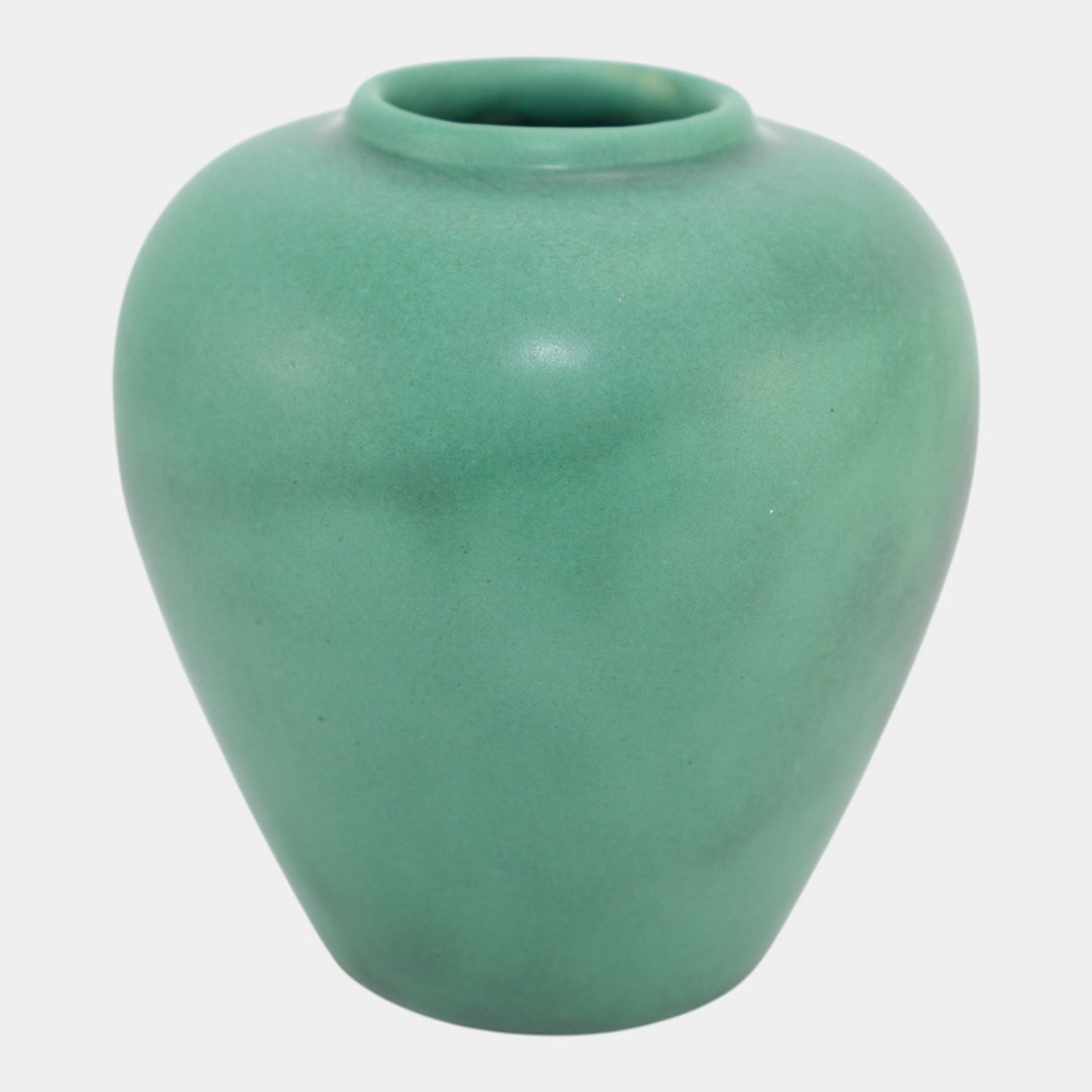 Teco Vintage Arts And Crafts Pottery Matte Green Ceramic Ovoid Vase 202 - Just Art Pottery