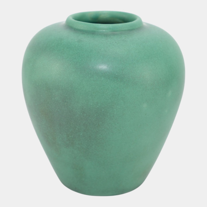 Teco Vintage Arts And Crafts Pottery Matte Green Ceramic Ovoid Vase 202 - Just Art Pottery