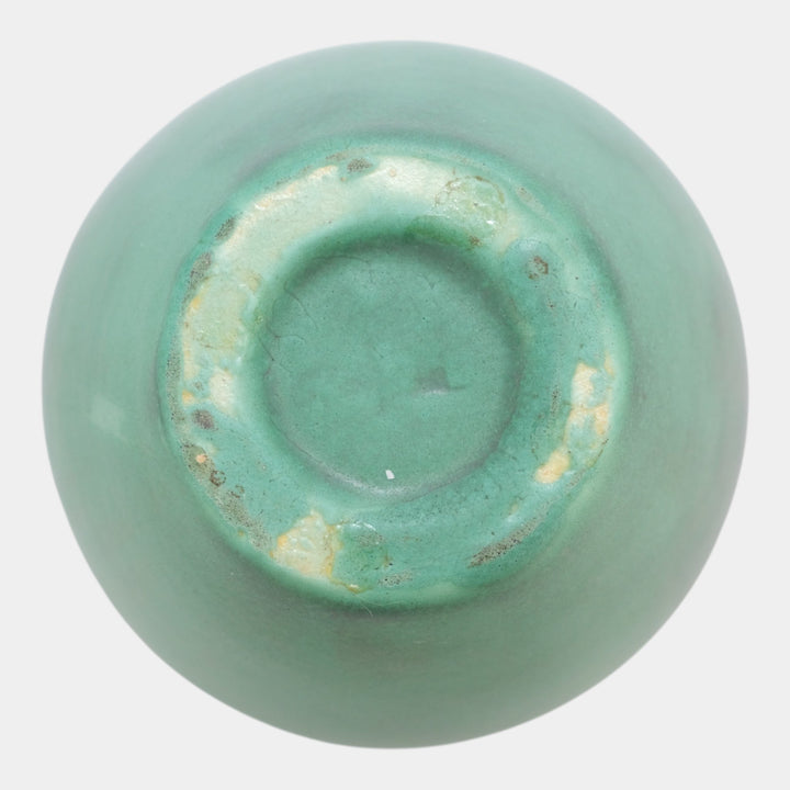 Teco Vintage Arts And Crafts Pottery Matte Green Ceramic Ovoid Vase 202 - Just Art Pottery