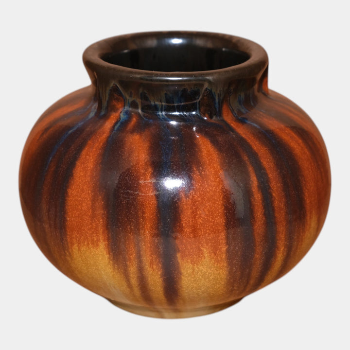 Fulper 1917-27 Arts And Crafts Pottery Orange Brown Buttressed Rim Vase 531 - Just Art Pottery