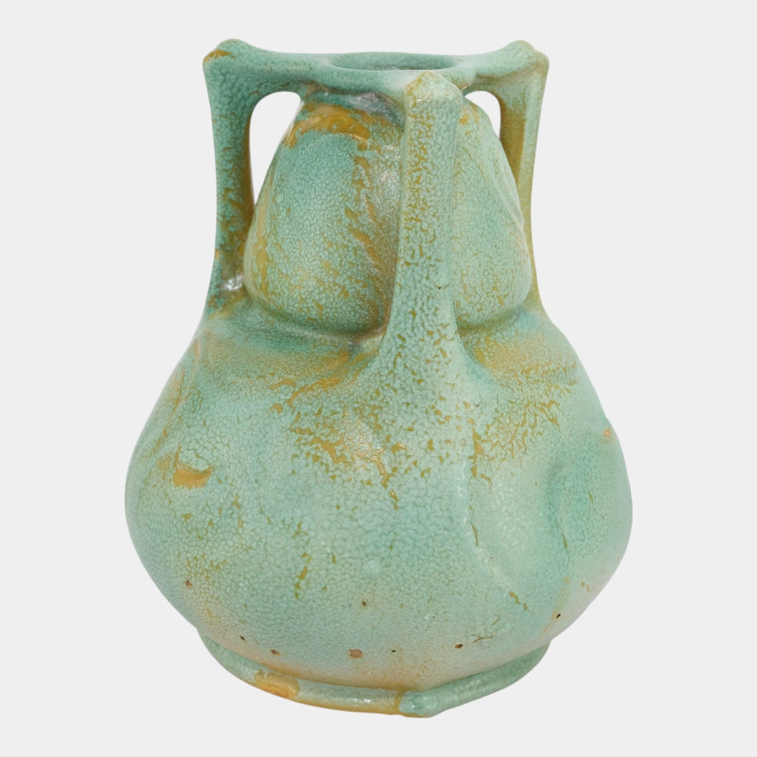 Chicago Crucible Vintage Arts & Crafts Pottery Green Factory Lamp Ceramic Vase - Just Art Pottery