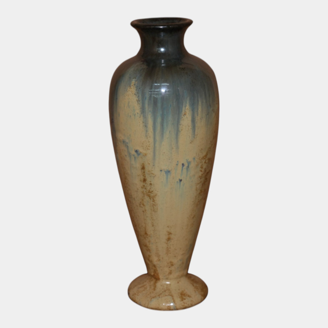 Fulper 1917-27 Vintage Arts And Crafts Pottery Yellow Blue Amphora Vase 661 - Just Art Pottery