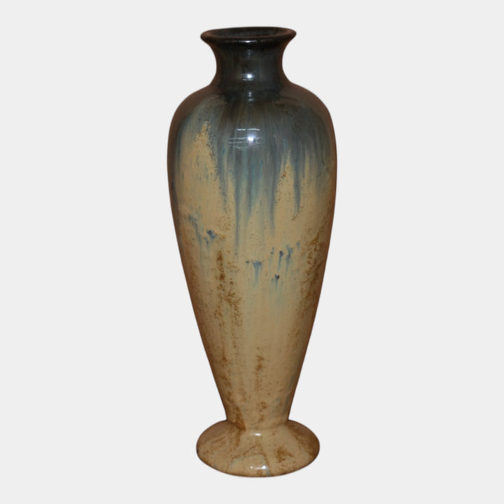 Fulper 1917-27 Vintage Arts And Crafts Pottery Yellow Blue Amphora Vase 661 - Just Art Pottery