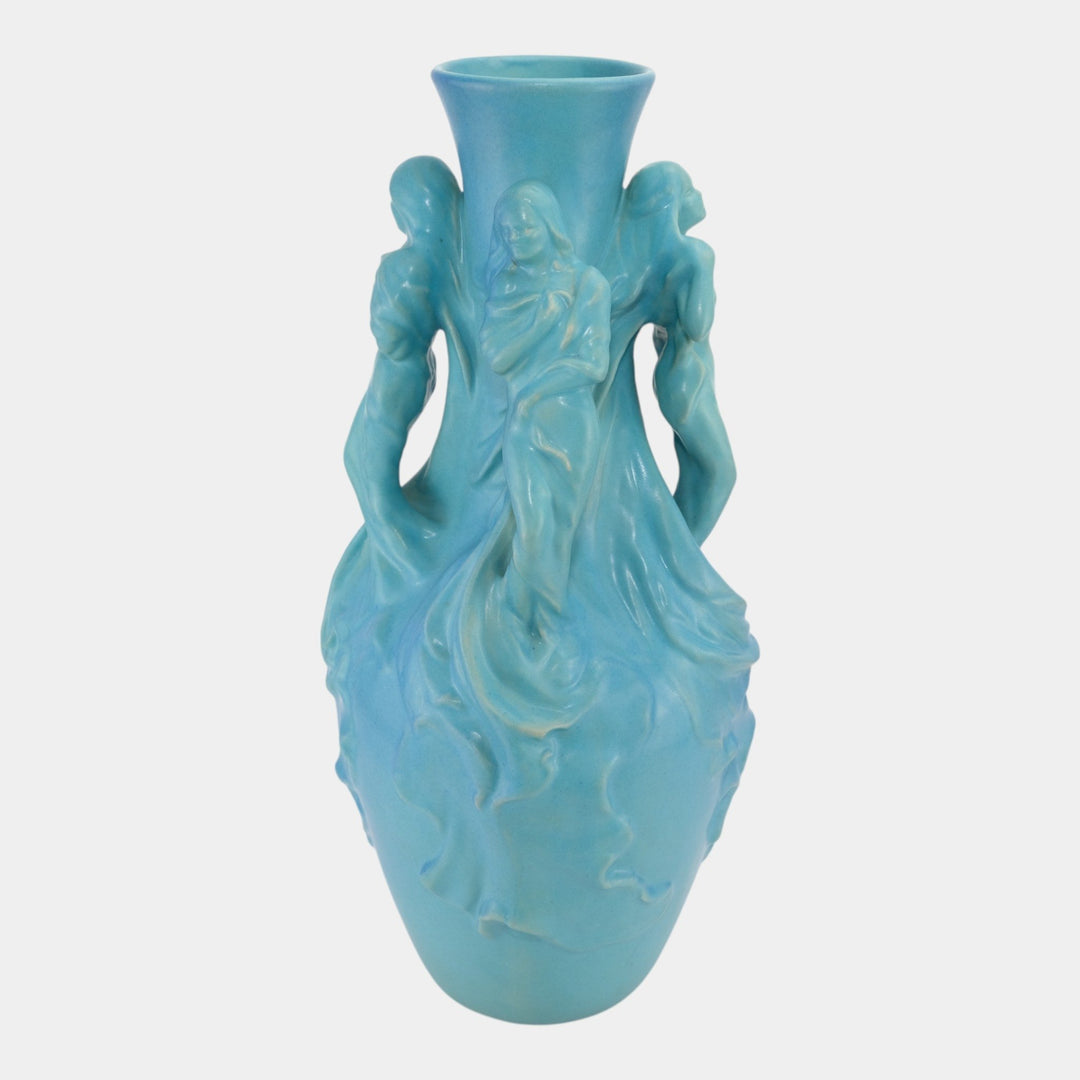 Van Briggle Pottery Four Seasons Female Figural Blue Floor Vase Stevenson - Just Art Pottery