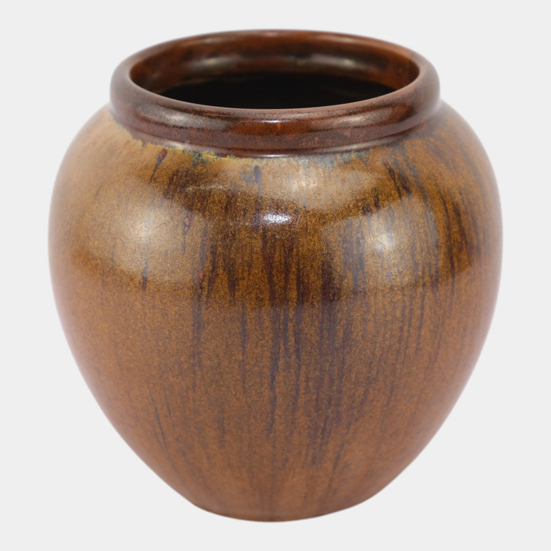 Fulper 1917-23 Vintage Arts And Crafts Pottery Copperdust Bulbous Vase 577 - Just Art Pottery