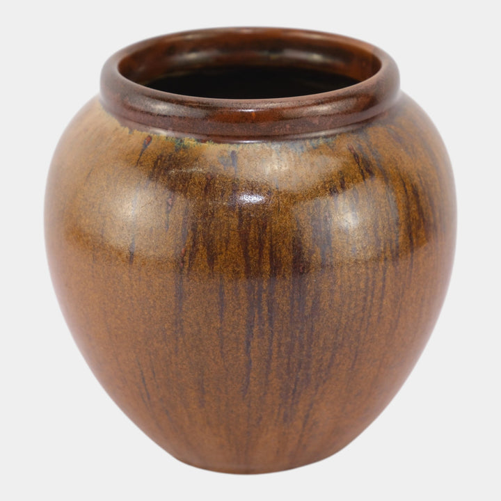 Fulper 1917-23 Vintage Arts And Crafts Pottery Copperdust Bulbous Vase 577 - Just Art Pottery