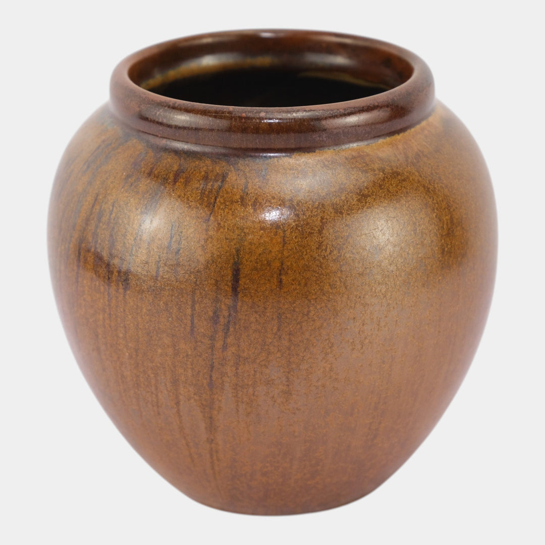 Fulper 1917-23 Vintage Arts And Crafts Pottery Copperdust Bulbous Vase 577 - Just Art Pottery