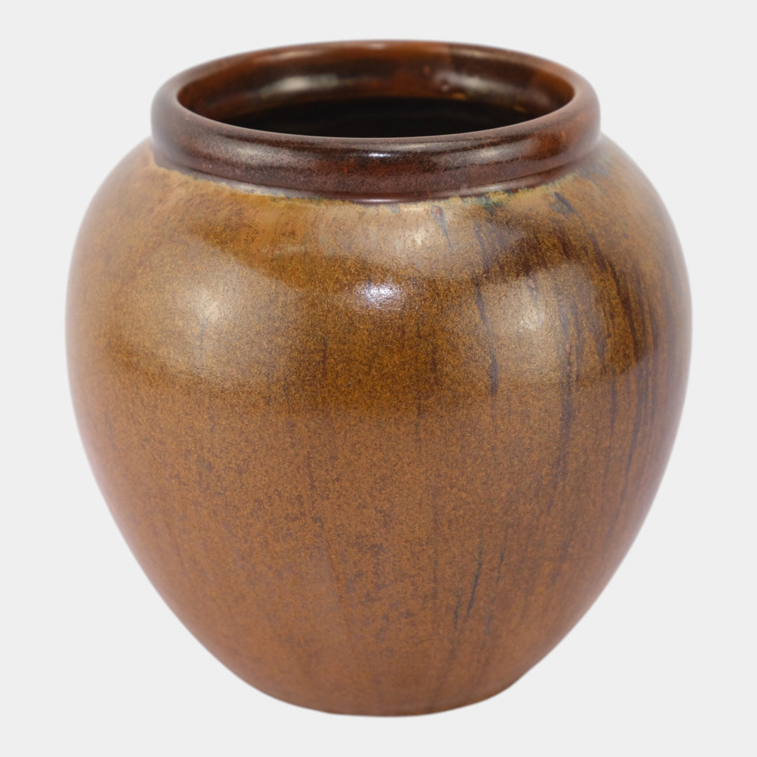 Fulper 1917-23 Vintage Arts And Crafts Pottery Copperdust Bulbous Vase 577 - Just Art Pottery