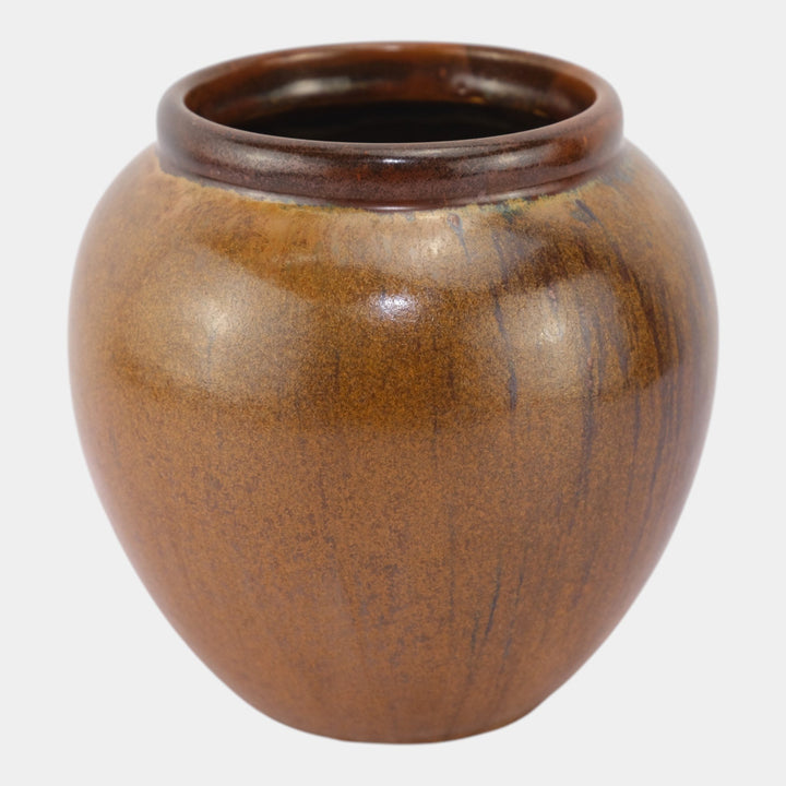 Fulper 1917-23 Vintage Arts And Crafts Pottery Copperdust Bulbous Vase 577 - Just Art Pottery