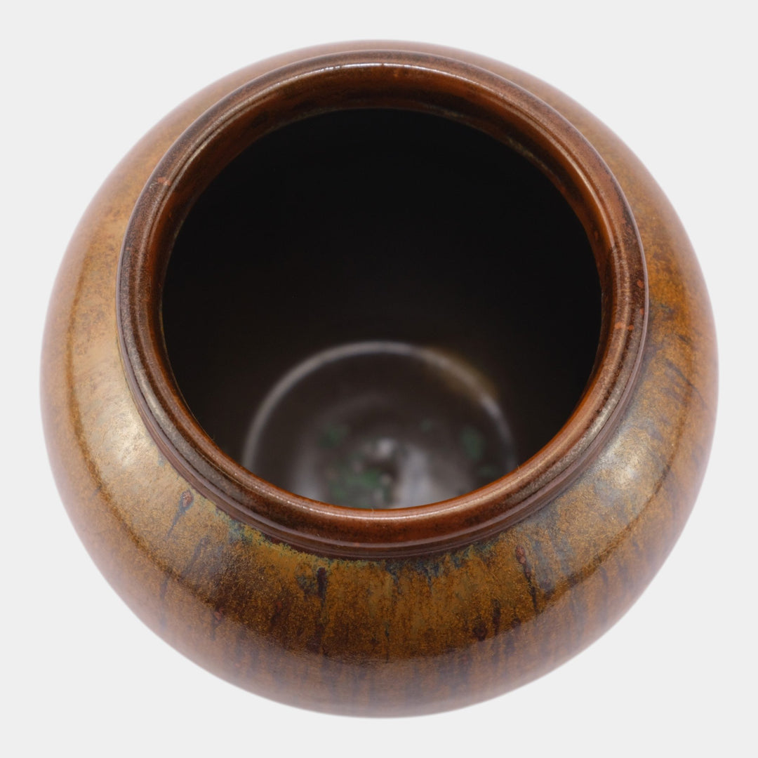 Fulper 1917-23 Vintage Arts And Crafts Pottery Copperdust Bulbous Vase 577 - Just Art Pottery