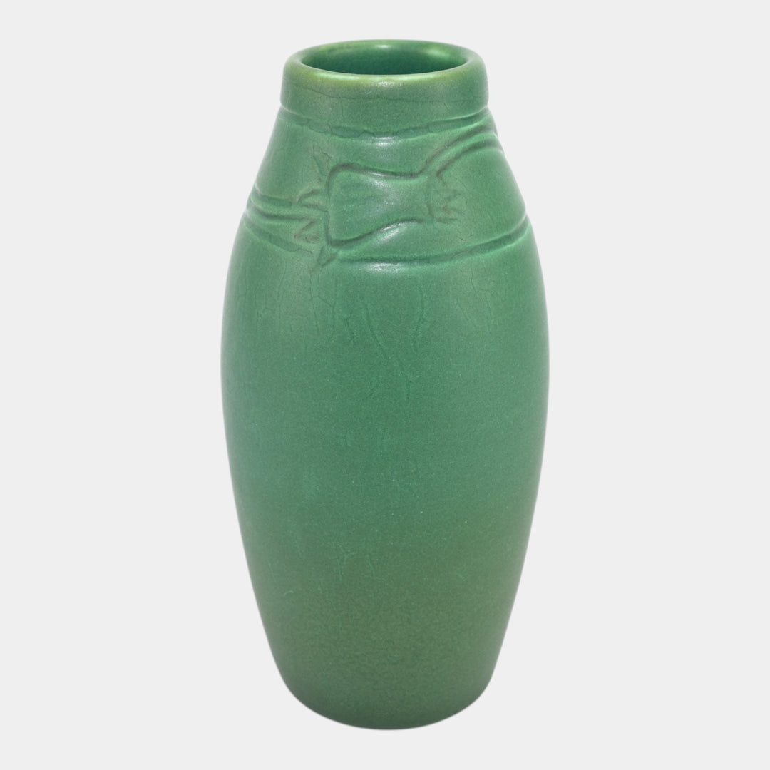 Rookwood 1905 Arts & Crafts Pottery Matte Green Carved Floral Ceramic Vase Coyne 939D - Just Art Pottery