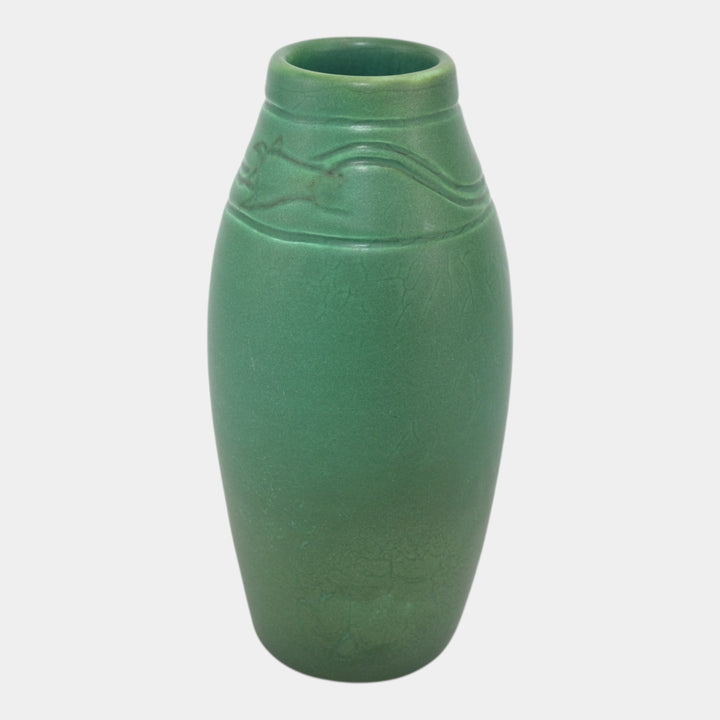 Rookwood 1905 Arts & Crafts Pottery Matte Green Carved Floral Ceramic Vase Coyne 939D - Just Art Pottery